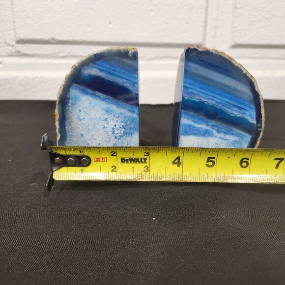 Vintage Blue Agate Stone Bookends by Brazil Gems - Picture 8 of 9